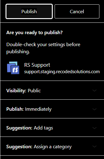 WP Publishing Confirmation